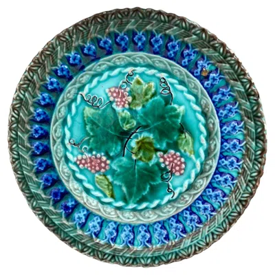 Pre-owned Villeroy & Boch Majolica Grape Plate Villeroy Boch Circa 1890 In Purple