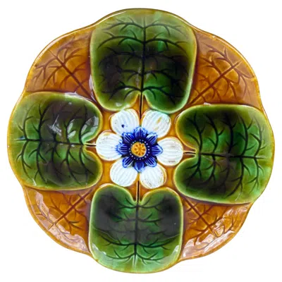 Pre-owned Villeroy & Boch Majolica Lily Pad Plate Villeroy Et Boch, Circa 1900 In Brown