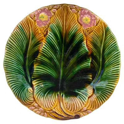 Pre-owned Villeroy & Boch Majolica Palm Leaf Plate , Circa 1890 In Brown
