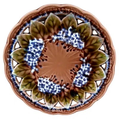 Pre-owned Villeroy & Boch Majolica Reticulated Lilac Plate , Circa 1890 In Brown
