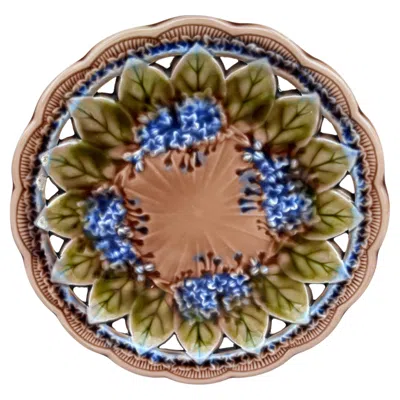Pre-owned Villeroy & Boch Majolica Reticulated Lilac Plate , Circa 1890 In Brown