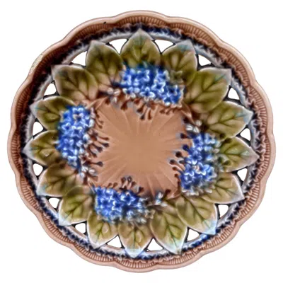 Pre-owned Villeroy & Boch Majolica Reticulated Lilac Plate , Circa 1890 In Brown
