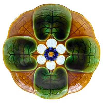 Pre-owned Villeroy & Boch Majolica Water Lily Pad Plate Villeroy Et Boch, Circa 1900 In Brown