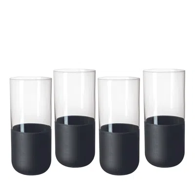 Villeroy & Boch Manufactire Rock Highball, Set Of 4 In Black/clear