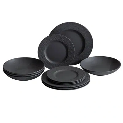 Villeroy & Boch Manufacture 12-piece Dinnerware Set, Service For 4 In Black
