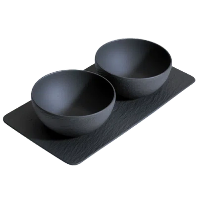 VILLEROY & BOCH VILLEROY & BOCH MANUFACTURE ROCK 3 PIECE CONDIMENT SET