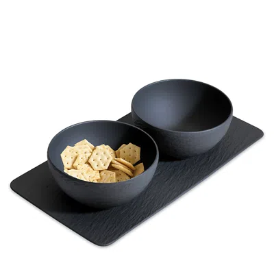 VILLEROY & BOCH MANUFACTURE ROCK 3 PIECE CONDIMENT SET