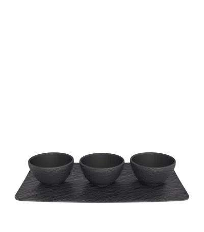 Villeroy & Boch Manufacture Rock 3-piece Dip Set In Black