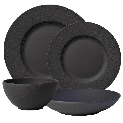 Villeroy & Boch Manufacture Rock 4 Piece Place Set In Black