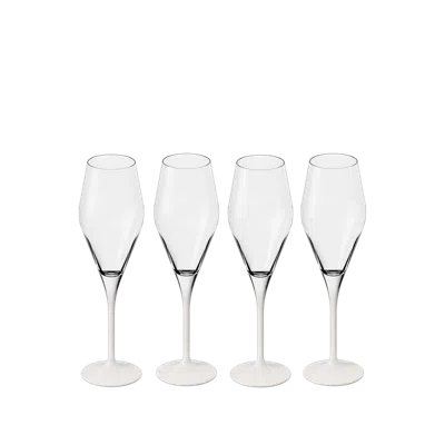 Villeroy & Boch Manufacture Rock Blanc Flute Set Of 4 In Transparent