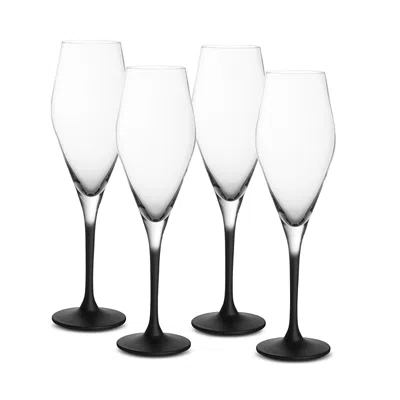 Villeroy & Boch Manufacture Rock Champagne Flutes, Set Of 4 In Black
