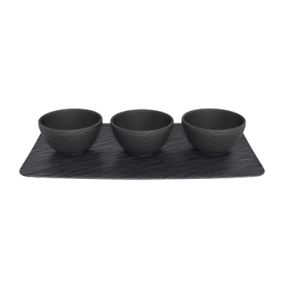 Villeroy & Boch Manufacture Rock Dip Bowl & Tray In Black