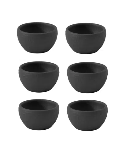 Villeroy & Boch Manufacture Rock Salt And Pepper Cellars, Set Of 6 In Black