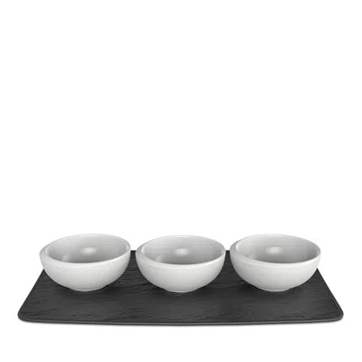 VILLEROY & BOCH NEW MOON DIP BOWL & TRAY, SET OF 4,42649023