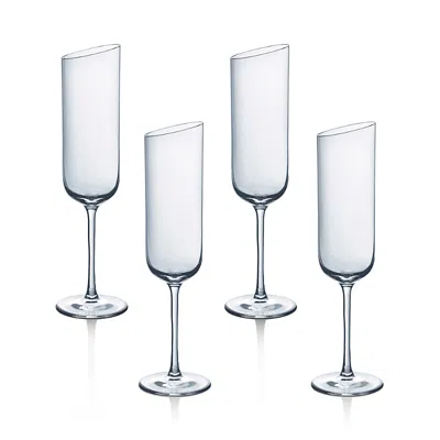VILLEROY & BOCH NEW MOON FLUTE CHAMPAGNE GLASSES, SET OF 4