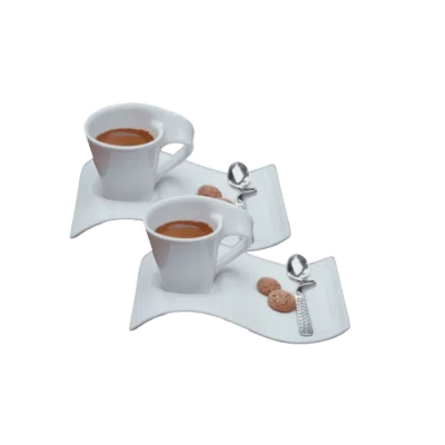 Villeroy & Boch Newwave Caffè 6 Piece Espresso Set For 2 In White