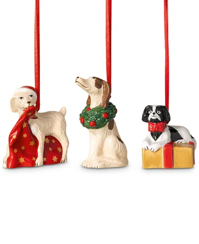 Villeroy & Boch Nostalgic Christmas Puppies Ornaments, Set Of 3 In Multi
