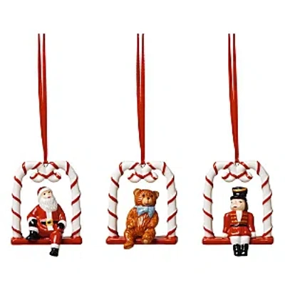 Villeroy & Boch Nostalgic Ornaments Santa On Swing, Set Of 3