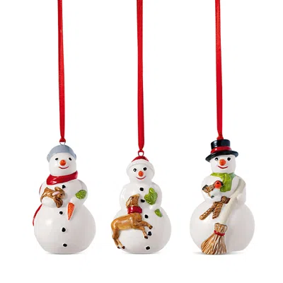 VILLEROY & BOCH NOSTALGIC SNOWMAN ORNAMENTS, SET OF 3