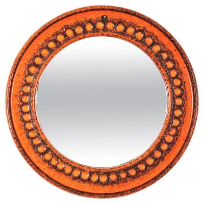 Pre-owned Villeroy & Boch Orange Ceramic Round Mirror By , Germany 1970