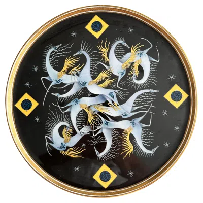 Pre-owned Villeroy & Boch Pegasuses Decorative Porcelain Plate In Modern Style Made By Wedgwood In Gold