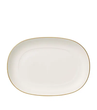Villeroy & Boch Porcelain Gold-trimmed Anmut Pickle Dish In Neutral