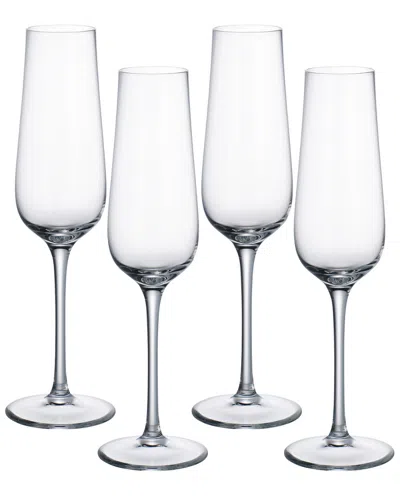 Villeroy & Boch Purismo Set Of Four 9oz Flutes In Gray