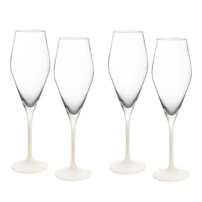 Villeroy & Boch Manufacture Rock Blanc Flute, Set Of 4 In Clear