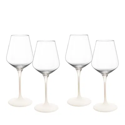 Villeroy & Boch Manufacture Rock Blanc White Wine Glasses, Set Of 4 In Clear