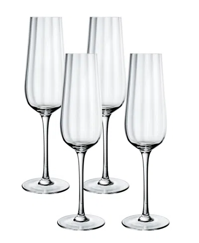 VILLEROY & BOCH ROSE GARDEN FLUTE GLASSES, SET OF 4