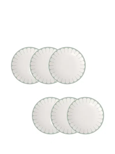 Villeroy & Boch Scalloped-edge Plate Set In Green