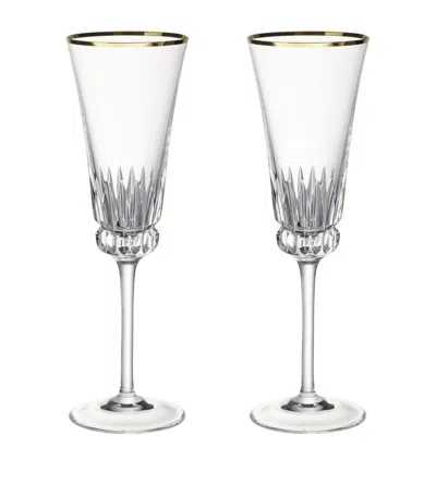 Villeroy & Boch Set Of 2 Grand Royal Gold Champagne Flutes (120ml) In Clear