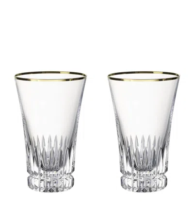 Villeroy & Boch Set Of 2 Grand Royal Gold Tall Tumblers In Clear
