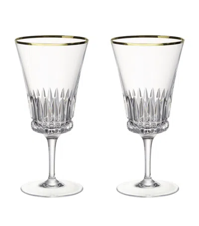 Villeroy & Boch Set Of 2 Grand Royal Gold Water Goblets (390ml) In Clear