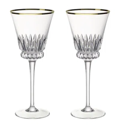 Villeroy & Boch Set Of 2 Grand Royal Gold White Wine Glasses (125ml) In Clear