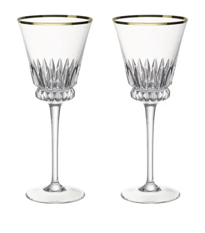 Villeroy & Boch Set Of 2 Grand Royal Gold White Wine Glasses In Clear