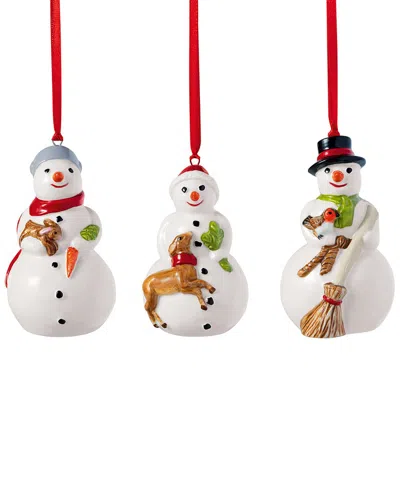 VILLEROY & BOCH VILLEROY & BOCH SET OF 3 CHRISTMAS NOSTALGIC ORNAMENTS: SNOWMAN