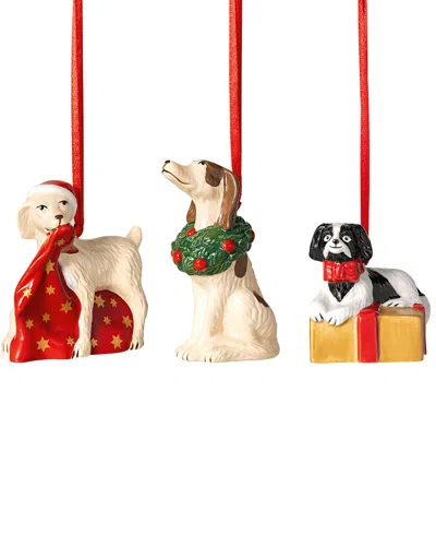 VILLEROY & BOCH VILLEROY & BOCH SET OF 3 NOSTALGIC ORNAMENTS: CHRISTMAS PUPPIES