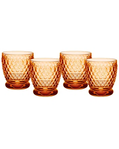 Villeroy & Boch Set Of 4 Boston Apricot Double Old-fashioned / Tumbler Glasses In Orange