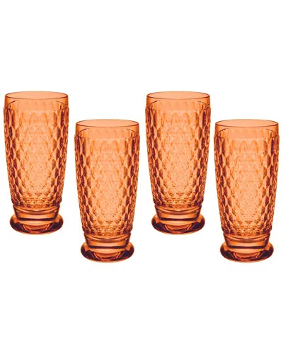 Villeroy & Boch Set Of 4 Boston Apricot Highball / Tumbler Glasses In Orange