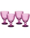 Villeroy & Boch Set Of 4 Boston Berry Red Wine Glasses In Purple