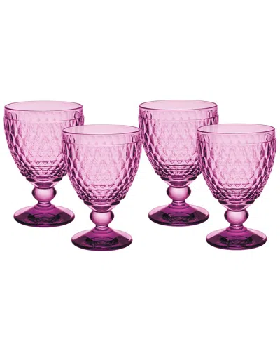 Villeroy & Boch Set Of 4 Boston Berry Red Wine Glasses In Pink