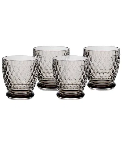Villeroy & Boch Set Of 4 Boston Colored Double Old Fashioned / Tumblers In Gray