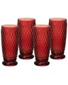 Villeroy & Boch Boston Highball Glass, Set Of 4 In Red