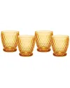 Villeroy & Boch Boston Double Old Fashioned Glasses, Set Of 4 In Yellow