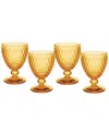 Villeroy & Boch Set Of 4 Boston Saffron Red Wine Glasses In Orange