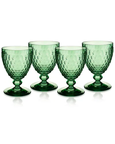 Villeroy & Boch Set Of 4 Boston Wine Glasses In Green