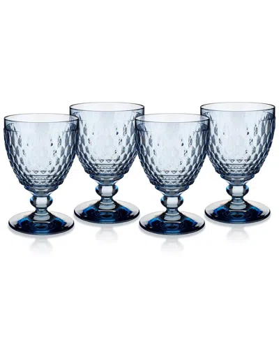 Villeroy & Boch Set Of 4 Boston Wine Glasses In Blue