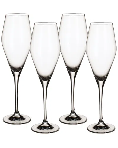 Villeroy & Boch Set Of 4 La Divina Champagne Flutes In Transparent