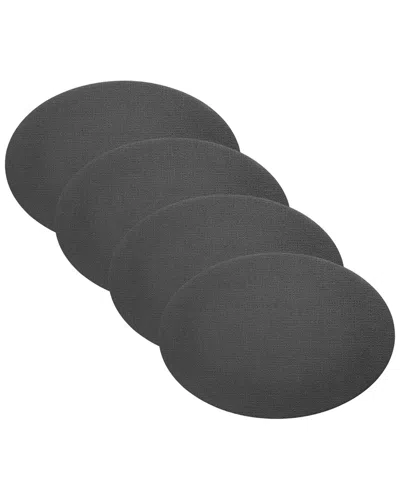 Villeroy & Boch Set Of 4 Manufacture Rock Oval Faux Leather Reversible Placemats In Black